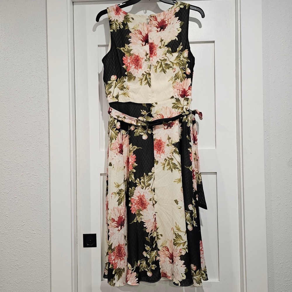 VTG NorthStyle Women14 Floral Print Sleeveless‎ Maxi Dress Belted Midi - Picture 3 of 6
